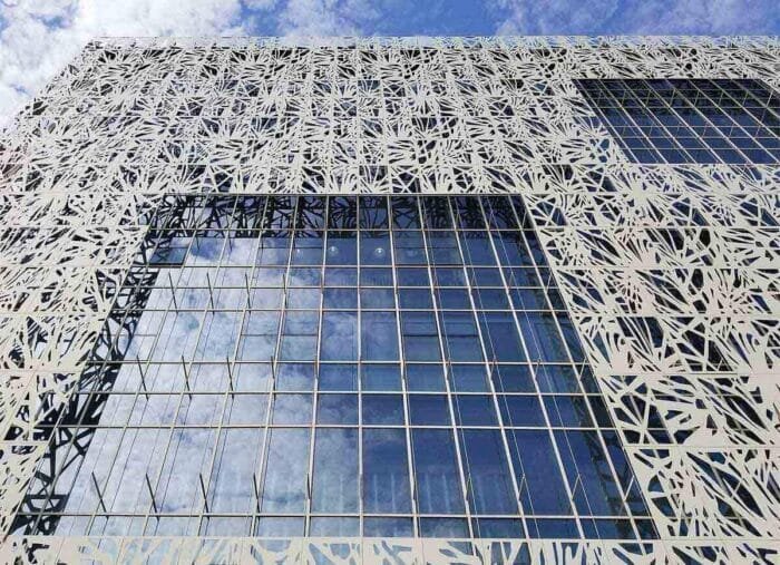 Public civil exterior laser-cutting aluminum panel facade gallary