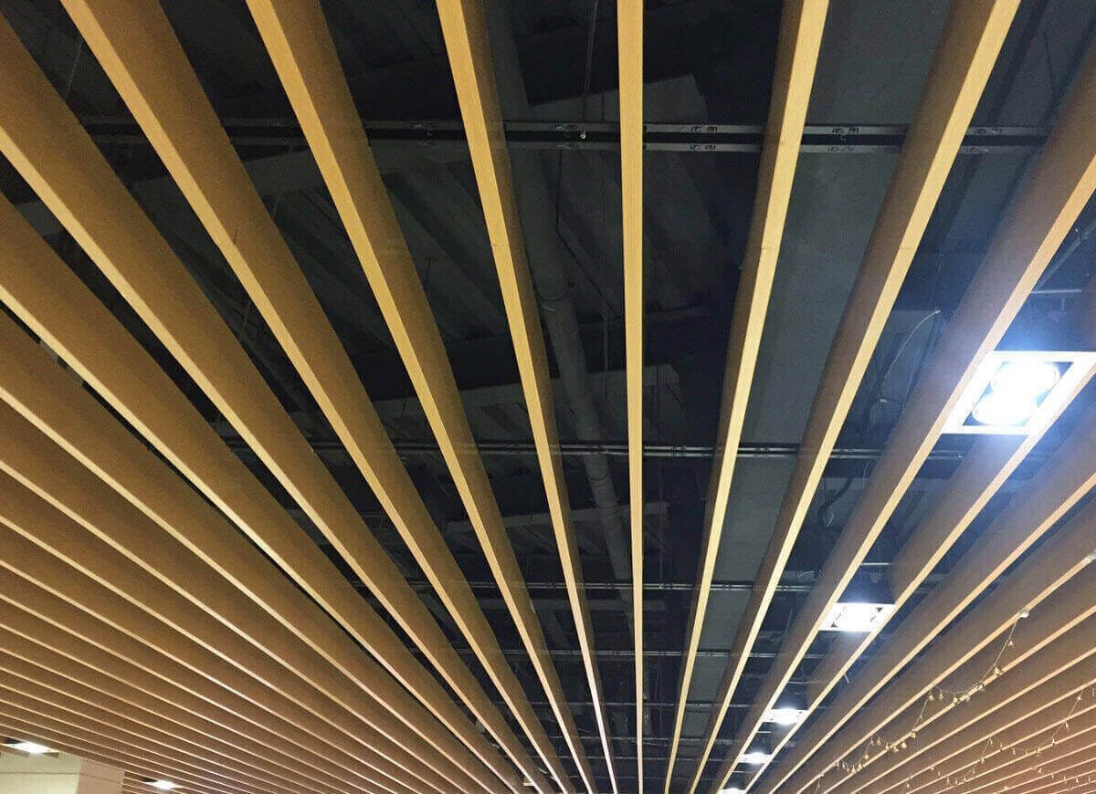 Custom suspend tubular aluminum metal decorative ceilings gallary