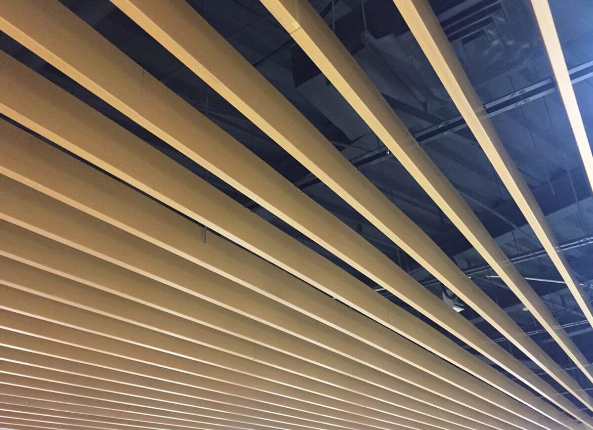 Custom suspend tubular aluminum metal decorative ceilings gallary