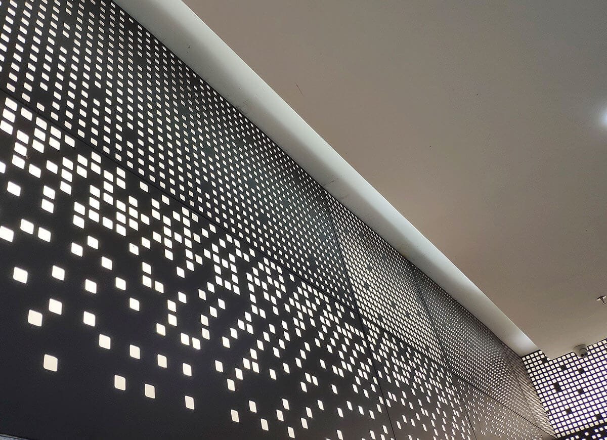 Perforated interior wall cladding decorative for restaurant gallary